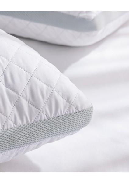 2'li Klimalı Yastık - Beyaz/açık Gri - 50X70 cm