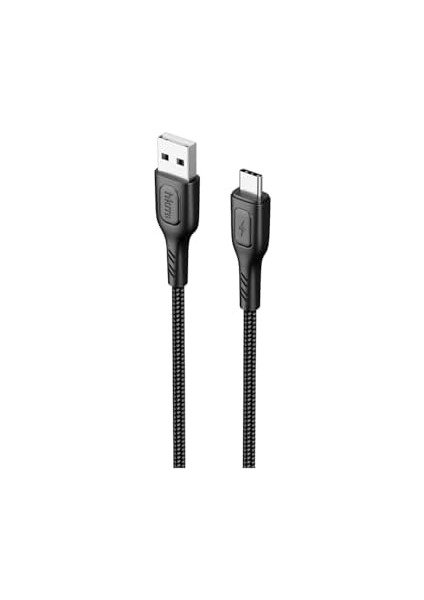 Hkm Tech Knıt 2A Çıkış, Usb-A To Type-C Şarj ve Data Aktarım Kablosu, Örgü Tasarım, 1 Metre, Siyah fiyatları