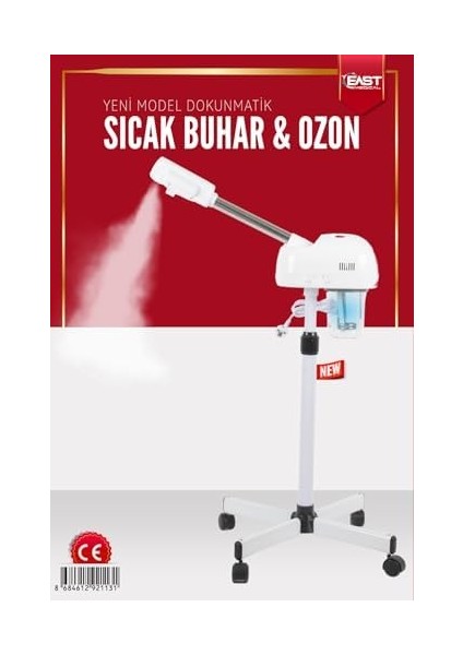 Ayaklı ve Ozonlu Yüz Buhar Makinesi Sıcak Vapozon Cilt Bakım Dokunmatik Ekran