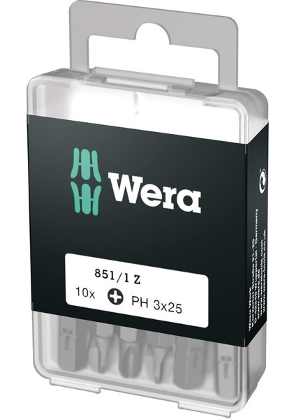 Uç Çeşitleri, 851/1 Z Ph 3 Dıy, Ph 3 x 25 mm (Kutu Başına 10 Uç), 05072402001