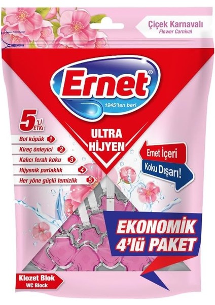 Ernet Klozet Ultra Hijyen Çiçek Karnavali 4 x 50 G