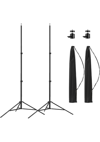 2 Paket Alüminyum Işık Fotoğrafçılığı Standı, Kılıflı, 7 Ayaklar Taşınabilir Fotoğraf Video Standı Speedlight, Flaş, Softbox, Şemsiye, Strobe Işık, Kamera Için