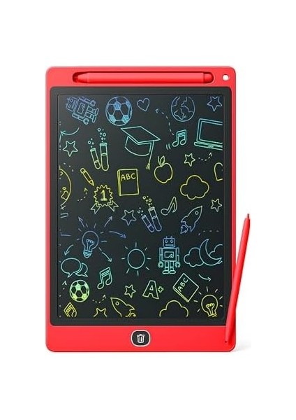 10 Inç Renkli LCD Yazı Tableti - Kırmızı - Çocuklar Için Eğitici Çizim Tableti, Kalemli Silinebilir Ekran, Kağıt Tasarruflu Taşınabilir Not Defteri (3+ Yaş) fiyatları
