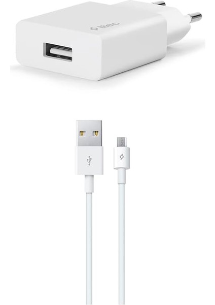 Smartcharger Seyahat Şarj Aleti, 2.1A ve Micro Usb, 120CM Kablolu, Beyaz