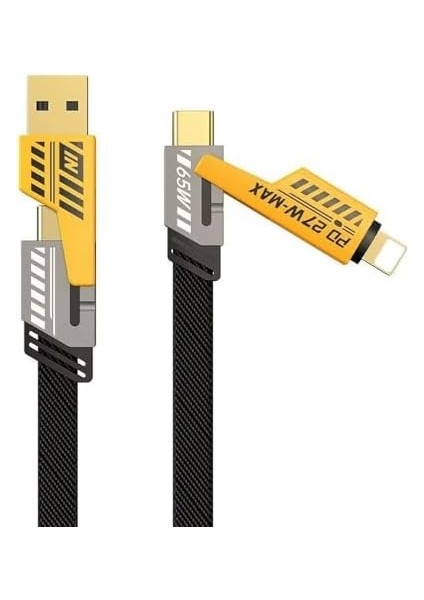 4 In 1 Çoklu USB Şarj Kablosu: 1m, Type C To Lightning Örgü Şarj Kablosu USB A/usb C 65W Tip C/27W Pd Her Cihaz ile Uyumlu Metal Başlıklı fiyatları