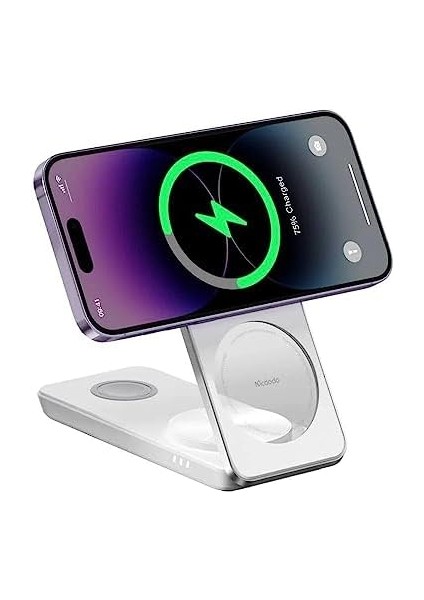 CH-1150 3in1 Katlanabilir Manyetik Kablosuz Şarj Cihazı ve Standı - Beyaz modelleri