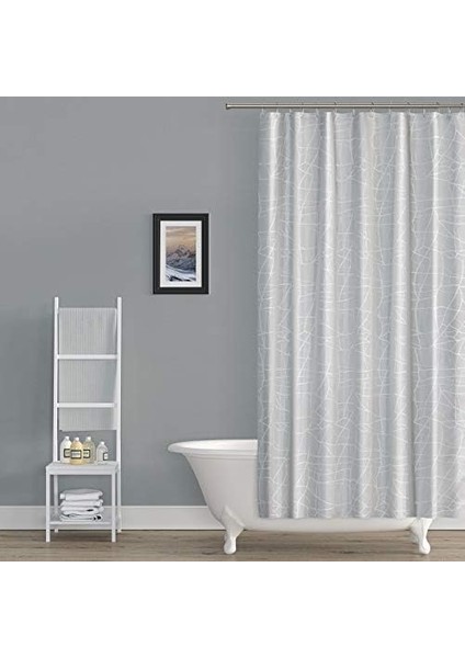 Mermer Desen - Beyaz Çizgili Duş, 180X200 cm Tek Kanat Duş - Lüx Küvet - Su Geçirmez Kumaş modelleri