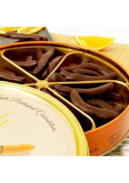 Tafe Bitter Çikolata Kaplı Portakal Çubukları 300 gr Teneke Kutu fiyatları