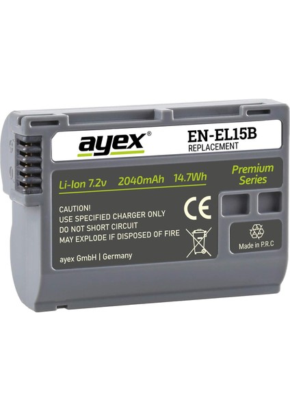 EN-EL15B Premium Batarya – Z8, Z7II, Z6II, D7500, D850 ile Uyumlu 2040MAH Li-Ion Kamera Bataryası