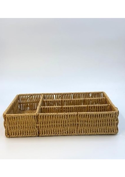 Hasır Örgülü 5 Gözlü Kaşıklık – Çekmece Içi Kaşık, Çatal, Bıçak Düzenleyici Organizer, Hasır El Yapımı Mutfak Gereçleri Saklama Ünitesi, Estetik ve Fonksiyonel Tasarım (Plastik Örgü) modelleri