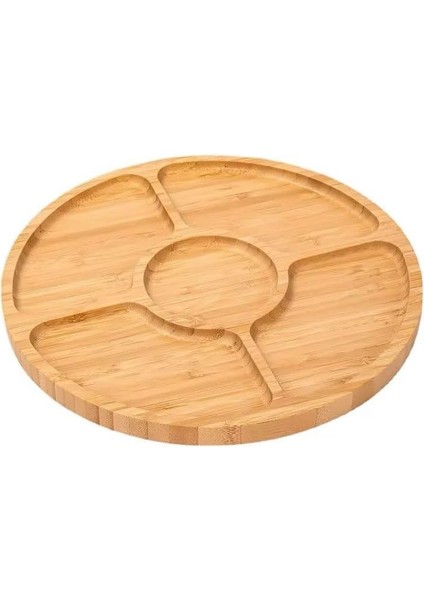 360° Dönebilen 34 cm Bambu Ahşap Pizza, Peynirebilen ve Sunum Tepsisi – Çok Amaçlı Döner Servis Tahtası, Çerezlik & Sunumluk, Şık ve Dayanıklı Ahşap Sunum Ürünü (Bölmeli)