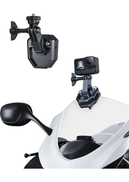 Motosiklet Cam Klipsi Kamera Montajı, Hızlı Bırakma Motosiklet Cam Kelepçesi Go Pro 13 12 11 10 9 8 Djı Osmo 360 Action 5 Pro 4 3, 360 X5 X4 ile Uyumlu Spor Eylem Kam