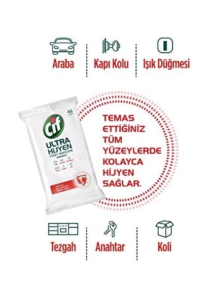 Cif Ultra Hijyen Yüzey Temizleme Mendili 1 Paket(1 x 45 Adet) fiyatları
