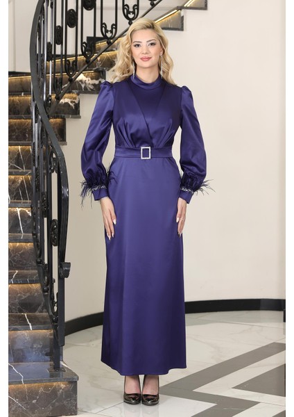 Lara Saten Abiye Elbise Mor ELB78 fırsatları