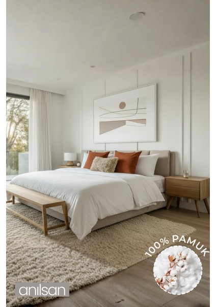 Düz Beyaz Çift Kişilik Ranforce Nevresim Seti %100 Pamuk, 63tel (Nevresim+Yastık Kılıfı)