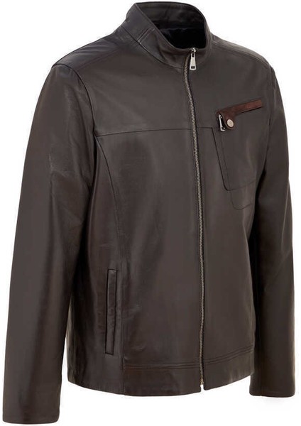 Kahve Hakiki Deri Erkek Hakiki Deri Mont - E22BDM310388-Q3I