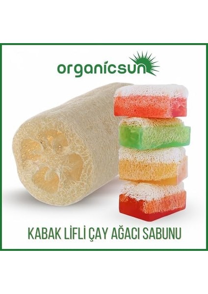 Organicsun Doğal Kabak Lifli Çay Ağacı Sabunu 120 gr Tüm Cilt Tipleri Için Sivilce ve Siyah Nokta Karşıtı