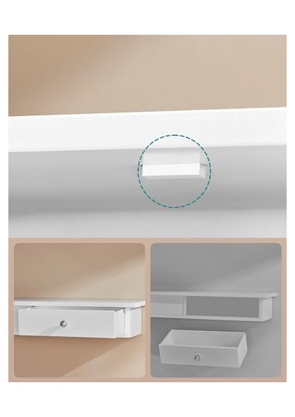 Duvar Rafı, 2 Çekmeceli Asma Raf, Parlak Yüzey, 15 Kg'a Kadar Taşıma Kapasitesi, 65 x 15 x 10 Cm, Koridor, Oturma Odası ve Mutfak, LWS65WT, Ahşap fiyatları