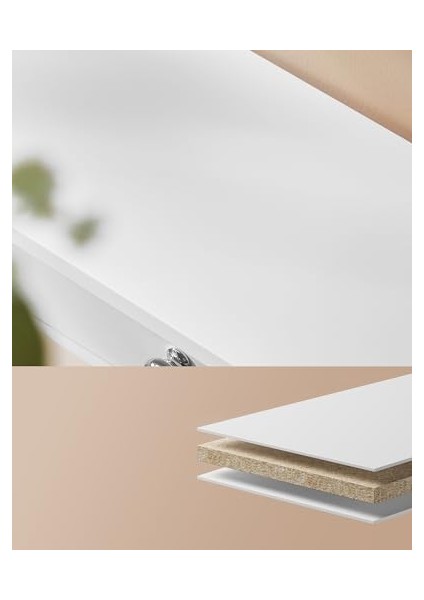 Duvar Rafı, 2 Çekmeceli Asma Raf, Parlak Yüzey, 15 Kg'a Kadar Taşıma Kapasitesi, 65 x 15 x 10 Cm, Koridor, Oturma Odası ve Mutfak, LWS65WT, Ahşap modelleri