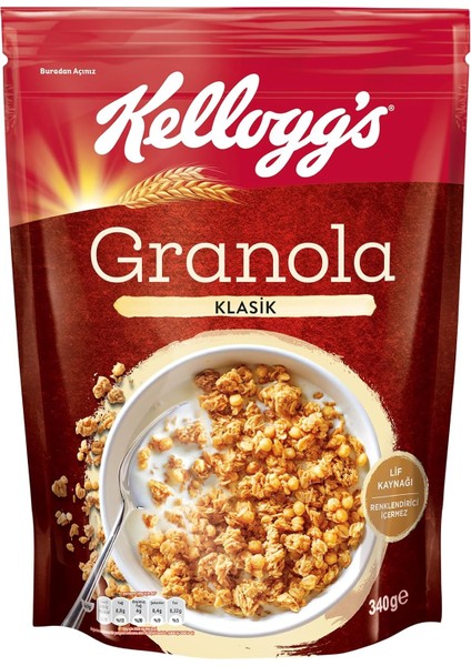 Kellogg's Granola Klasik 340 Gr,%56 Yulaf Içerir,lif Kaynağı,antioksidan Içerir,tahıl Gevreği,kahvaltılık Müsli,atıştırmalık modelleri