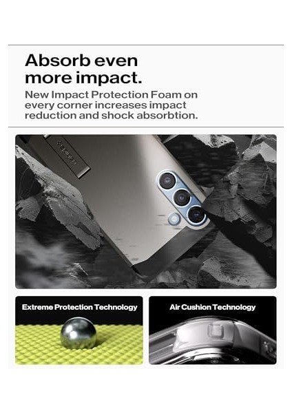 S25 Ekstra Dayanıklı Kılıf Tough Ai Hava Kanalı Teknolojisi™ Askeri Sınıf Koruma Magfit Özellikli Kickstand'lı Gunmetal Çift Katman Kapak - ACS09009 fiyatları