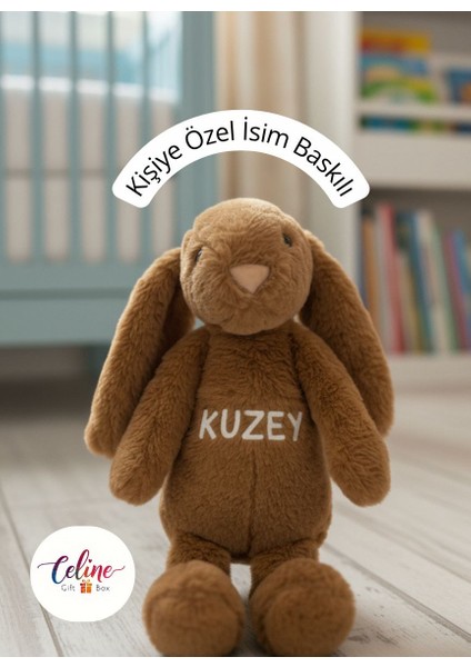 Isme Özel Uyku Arkadaşı Peluş Tavşan Kişiselleştirilebilir Wellsoft Kahverengi