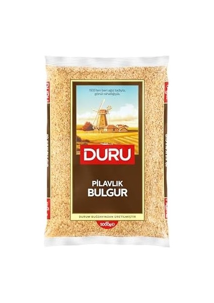 Duru Pilavlık Bulgur 5 kg – Doğal Taş Değirmende Üretilmiş, Yüksek Lif ve Protein Kaynağı, Düşük Yağ