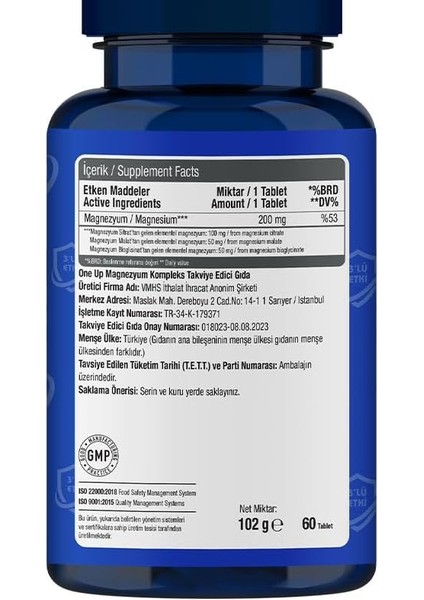 One Up Magnezyum Kompleks 60 Tablet Aromasız Renkli modelleri