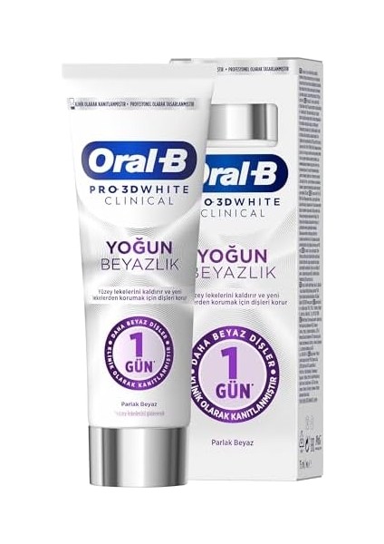 Oral-B Pro 3D White Clinical Yoğun Beyazlık Parlak Beyaz Diş Macunu 75 ml modelleri