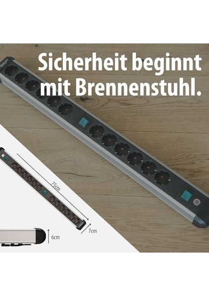 Premium-Alu- Çoklu Priz, 12 Soketli Yüksek Kaliteli (Anahtarlı ve 3 M Kablolu Çoklu Priz, Almanya'da Üretilmiştir) fiyatları