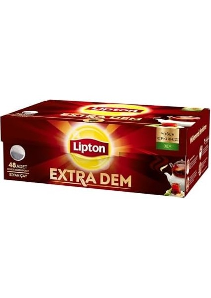 Lipton Extra Dem Demlik Süzen Poşet Siyah Çay (1 x 48 Adet), 153 G