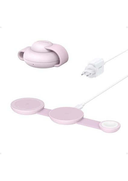 Maggo 3in1 Kablosuz Katlanır Şarj B25M8, Pembe fiyatları