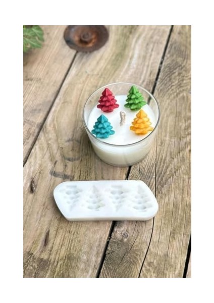 Concept 3D Çam Ağacı Mini Dörtlü Mum Kalıbı (Silikon) modelleri