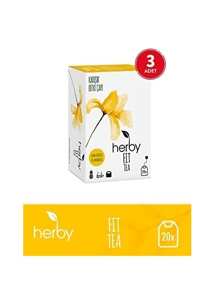 Herby Fit Tea Elma Sirkeli Ananaslı Diyete Destek Form Bitki Çayı 3'lü Paket fiyatları