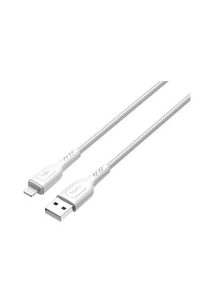 Hkm Tech Knıt 2A Çıkış, Usb-A To Lightning Şarj ve Data Aktarım Kablosu, Örgü Tasarım, 1 Metre, Beyaz modelleri