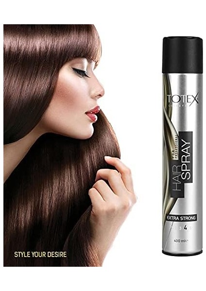 Totex Saç Şekillendirici Ekstra Güçlü Aerosol Saç Spreyi | Gümüş Parlatıcı ve Uzun Ekstra Tutuş | Profesyonel Kuaförler Berberler ve Günlük Kullanım 400 ml modelleri