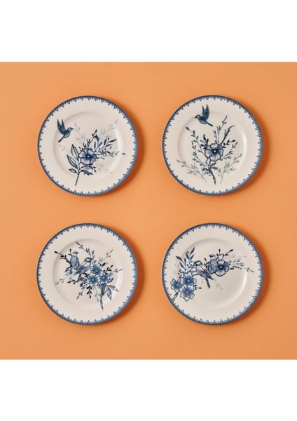 Bleu Blanc 4'lü Pasta Tabağı Mavi (21 Cm)
