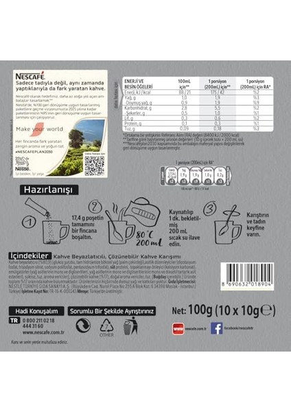 Nescafé 2'si 1 Arada Çözünebilir Kahve Karışımı 120 Adet (10 x 10 G) x 12 fiyatları