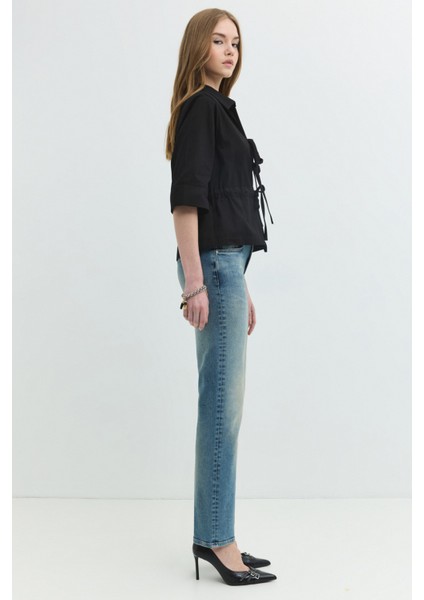 Regular Straight Fit Koyu Indigo Kadın Jean Pantolon