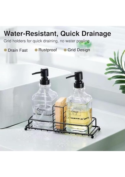 2’li Metal Cam Sıvı Sabunluk ve Losyonluk Seti – Süngerlik Hazneli Şeffaf Cam Şişe, ve Mutfak Tezgahı Için Şık ve Kullanışlı Pompalı Sıvı Sabunluk Takımı (Siyah) modelleri