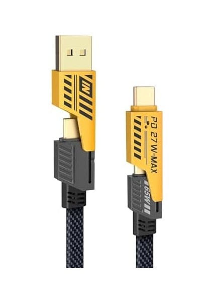 4 In 1 Çoklu USB Şarj Kablosu: 1,5 M, Type C To Lightning Örgü Şarj Kablosu USB A/usb C 65W Tip C/27W Pd Her Cihaz ile Uyumlu Metal Başlıklı fiyatları