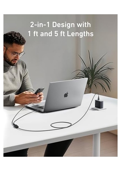 2-In-1 Usb-C To Usb-C 140 W Kablo A8895, Siyah modelleri