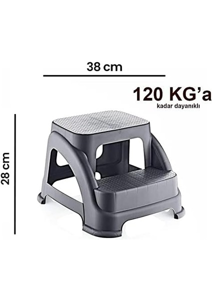 Iki Basamaklı Kaymaz Tabure - 120 kg Taşıma Kapasiteli - Basamaklı Tabure - Sert Plastik ( ) modelleri