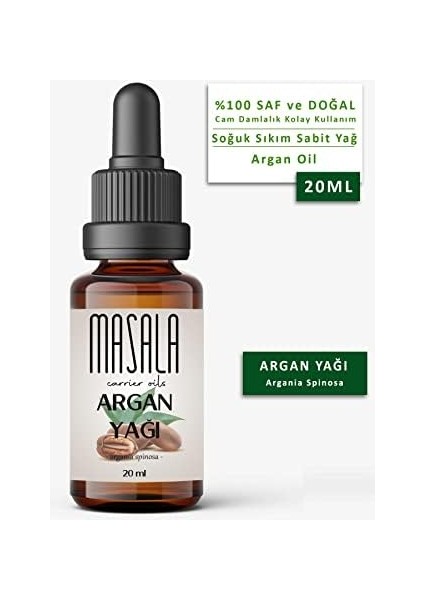 Masala Saf Argan Yağı 20 Ml. Soğuk Pres (Argan Carrier Oil) modelleri