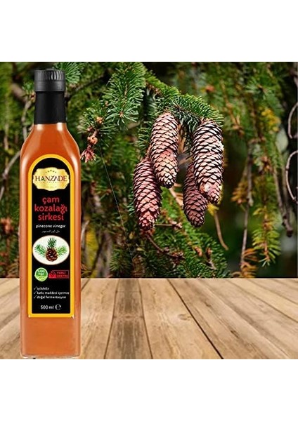 Hanzade Bitkisel Çam Kozalağı Sirkesi 500 ml Doğal Fermantasyon Içilebilir Katkısız Cam Şişe fiyatları
