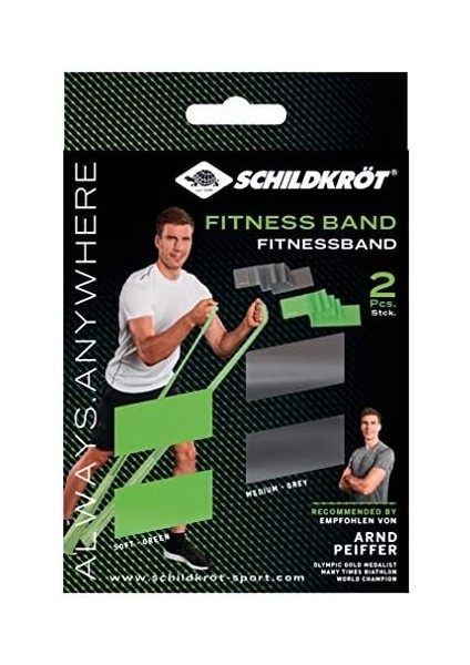 Schildkröt Fitnessbänder 2er Set, Latexfrei, Grün-Anthrazit, In 4-Farb Karton modelleri