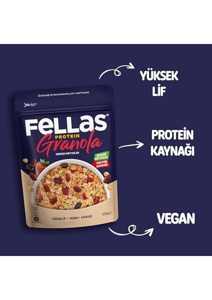 Fellas Protein Granola Kırmızı Meyveler 270 gr fiyatları
