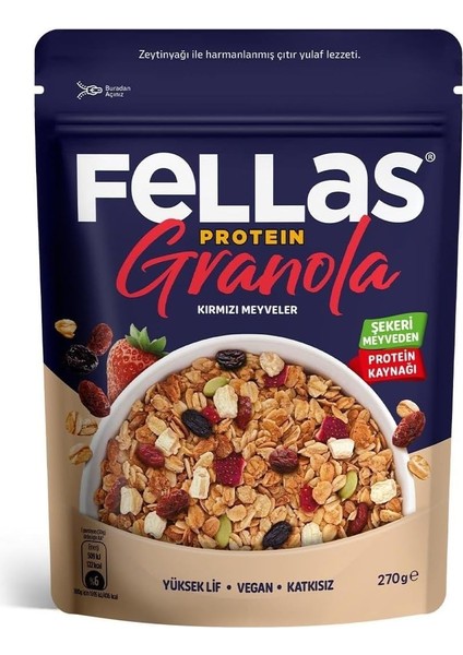 Fellas Protein Granola Kırmızı Meyveler 270 gr modelleri