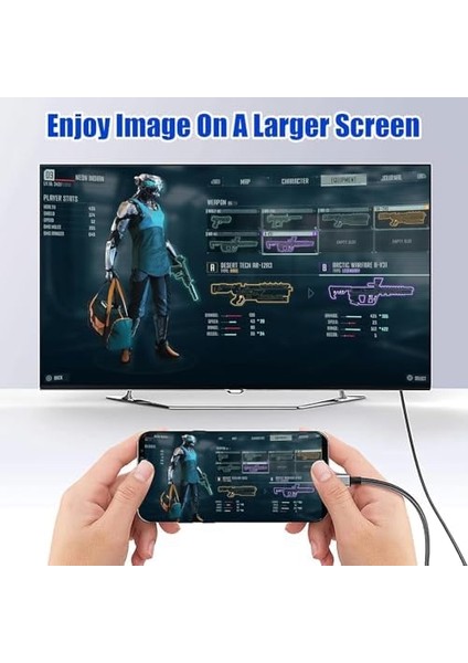 Type-C To HDMI Kablosu 4K 2m, Usb-C Erkek – HDMI Erkek, Thunderbolt 3/4 Uyumlu, Surface Pro 7/8/9, iPad Pro/air 2020/2022, Mate 40, 1.8 Metre modelleri