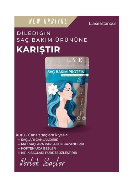 Kuru-Cansız Saçlara Parlaklık Terapisi | Saç Bakım Proteini | 50 Gram